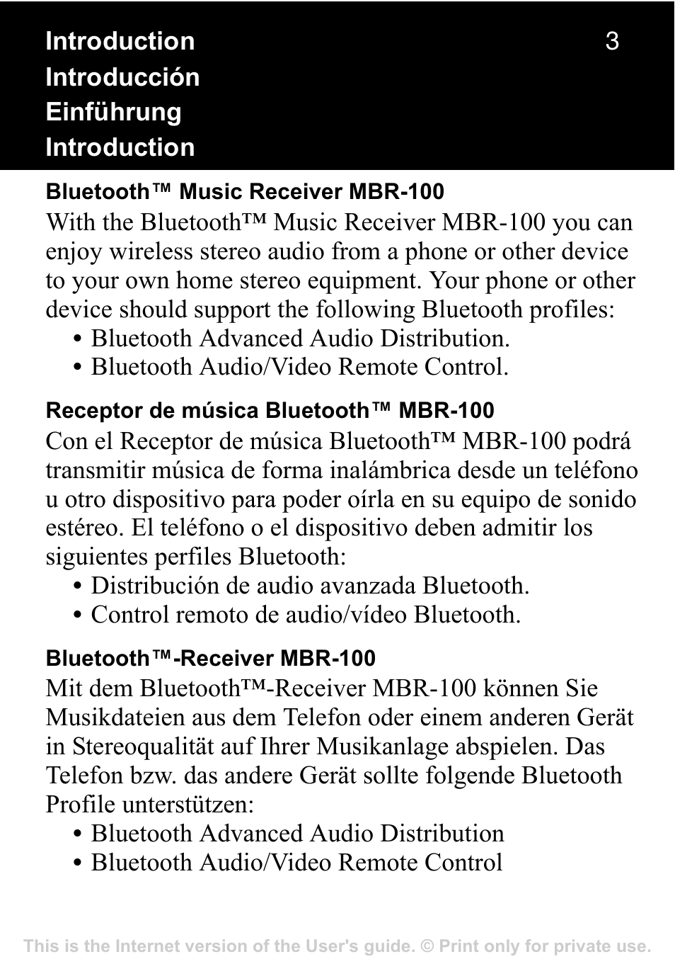 Sony Ericsson MBR-100 User Manual | Page 3 / 30