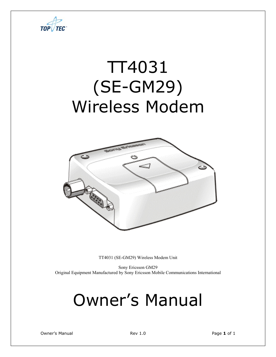 Sony Ericsson TT4031 (SE-GM29) User Manual | 280 pages