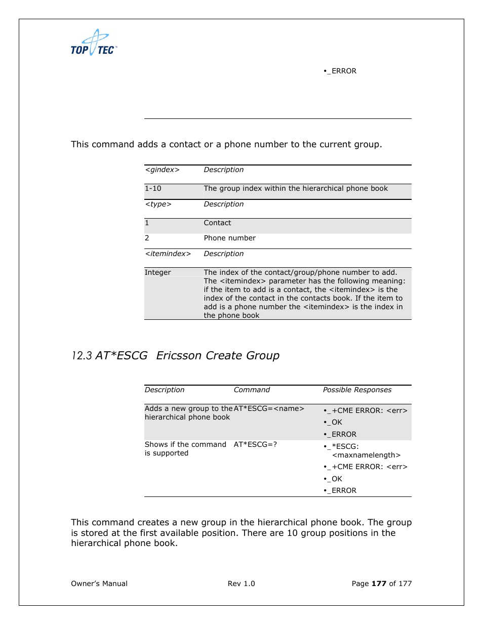 3 at*escg ericsson create group | Sony Ericsson TT4031 (SE-GM29) User Manual | Page 177 / 280