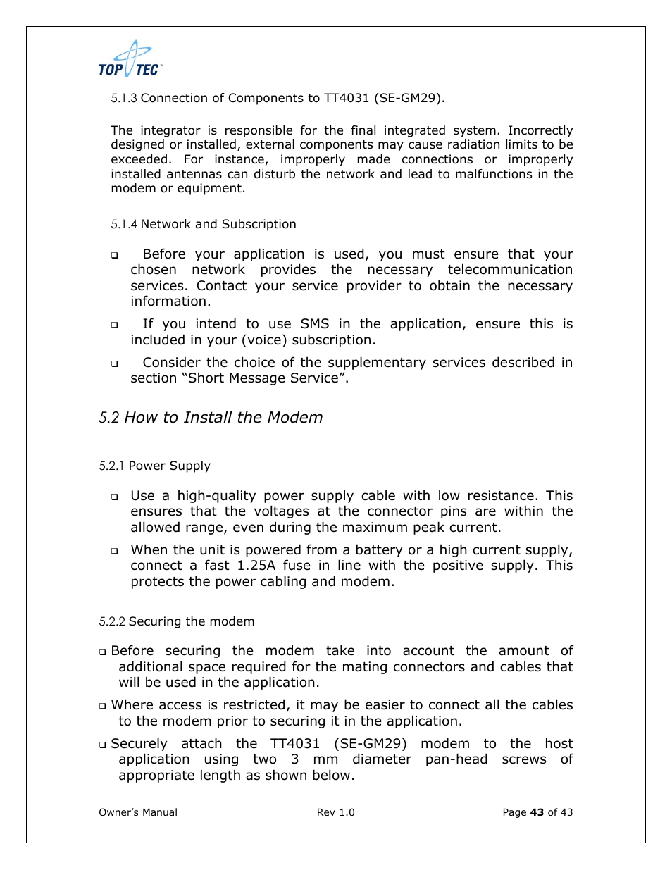 2 how to install the modem | Sony Ericsson TT4031 (SE-GM29) User Manual | Page 43 / 280