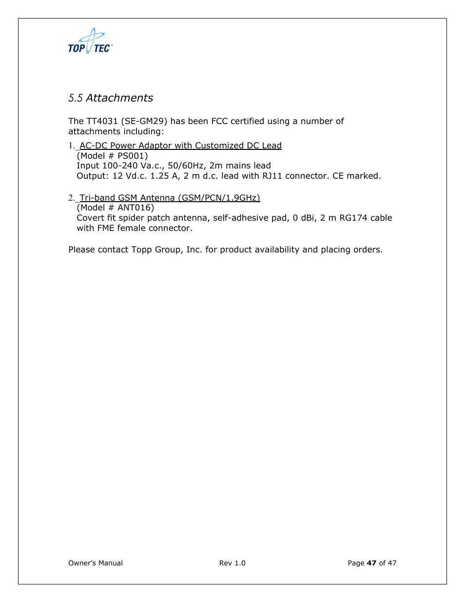 5 attachments | Sony Ericsson TT4031 (SE-GM29) User Manual | Page 47 / 280