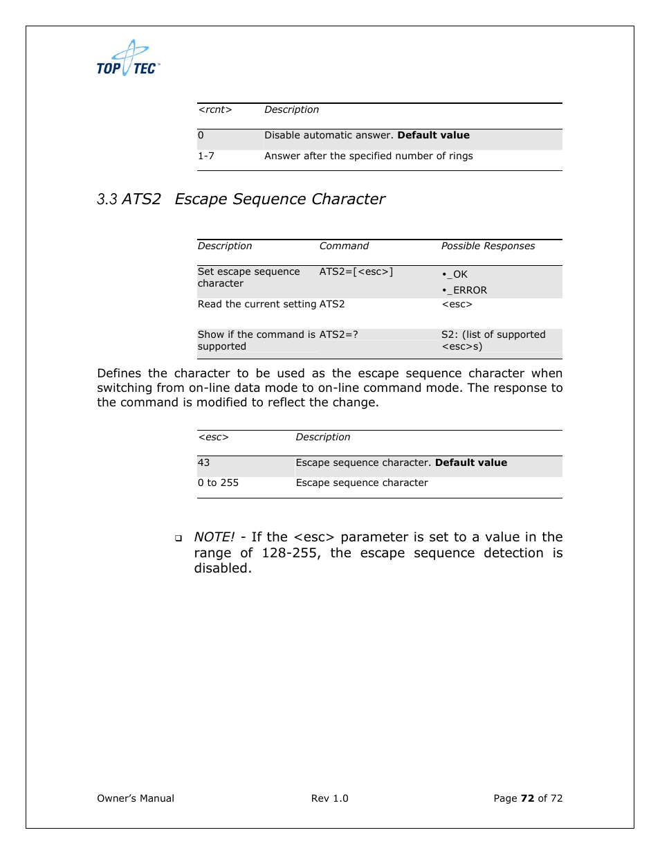 3 ats2 escape sequence character | Sony Ericsson TT4031 (SE-GM29) User Manual | Page 72 / 280