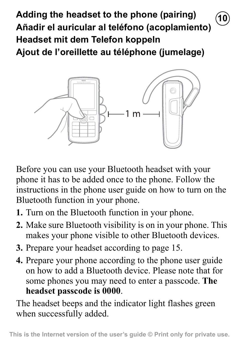 Sony Ericsson HBH-PV710 User Manual | Page 10 / 36