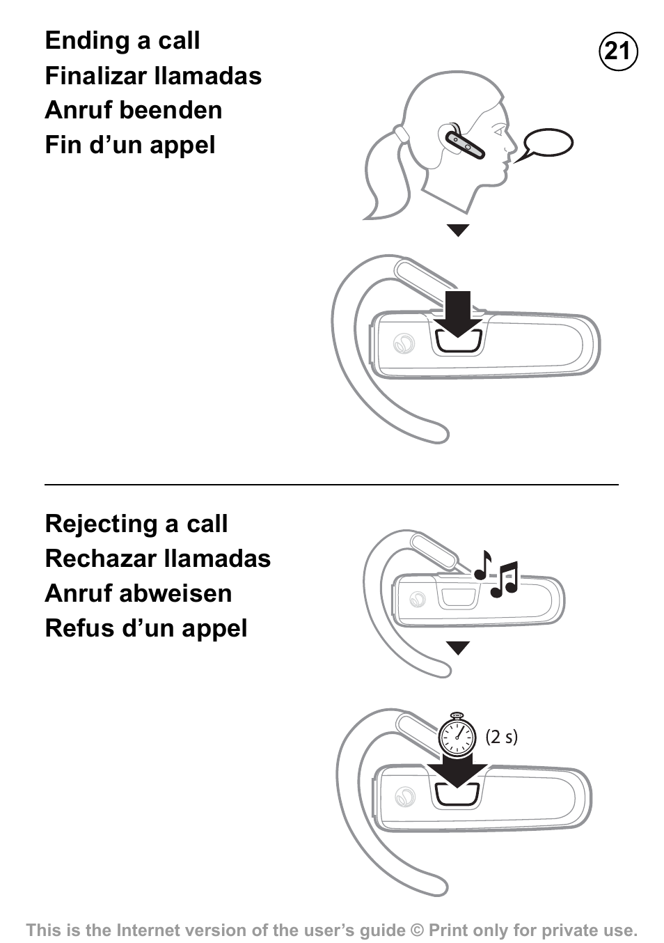 Sony Ericsson HBH-PV710 User Manual | Page 21 / 36