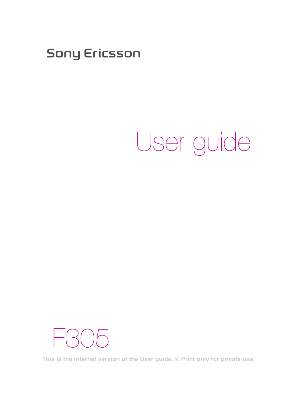 Sony Ericsson F305 User Manual | 42 pages
