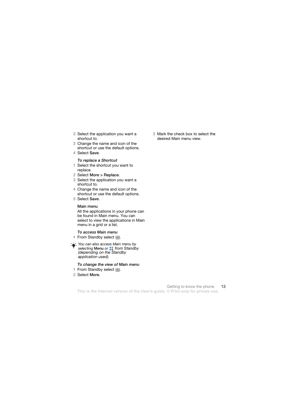 Main menu | Sony Ericsson Walkman player User Manual | Page 15 / 66