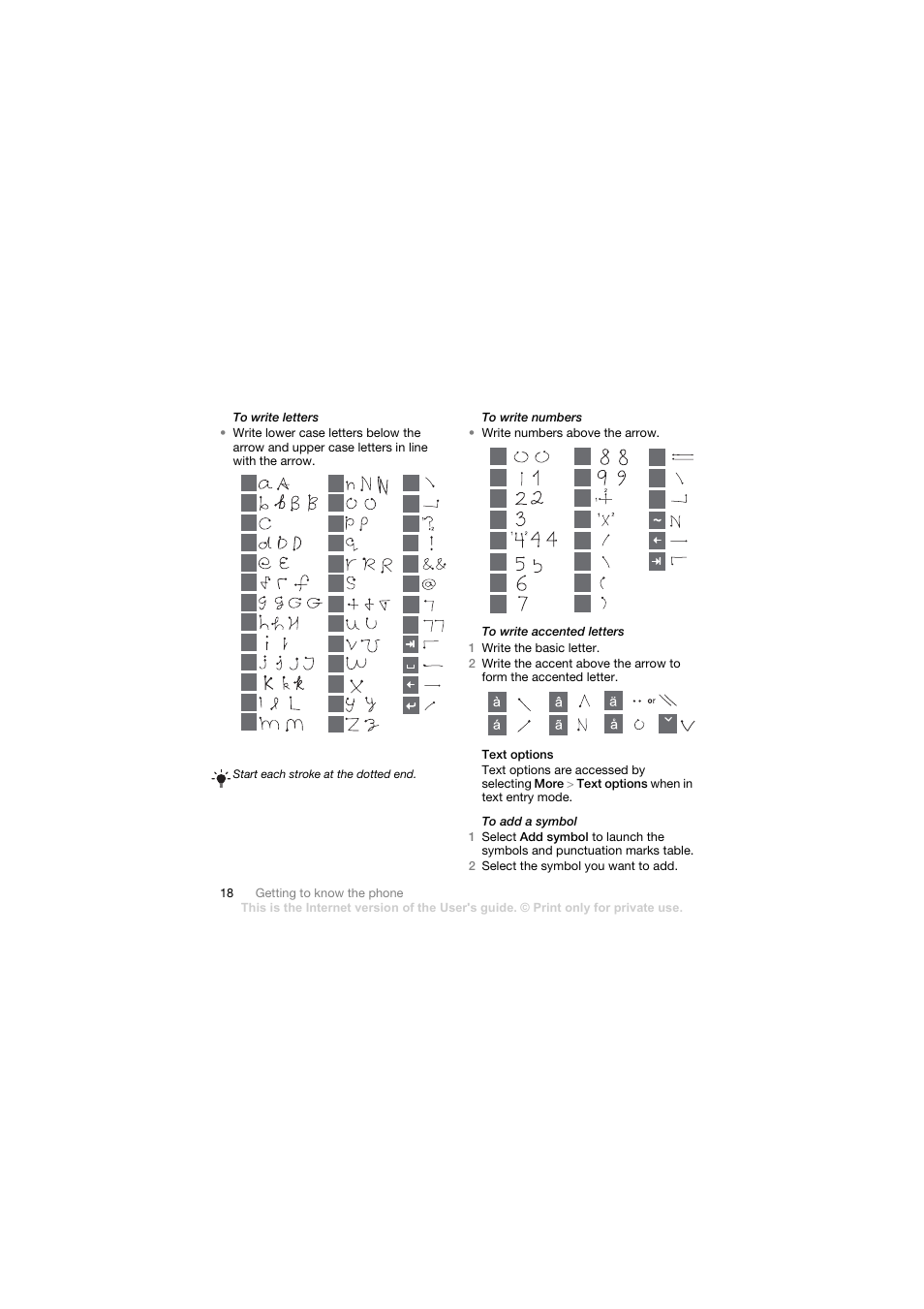 Text options | Sony Ericsson Walkman player User Manual | Page 20 / 66