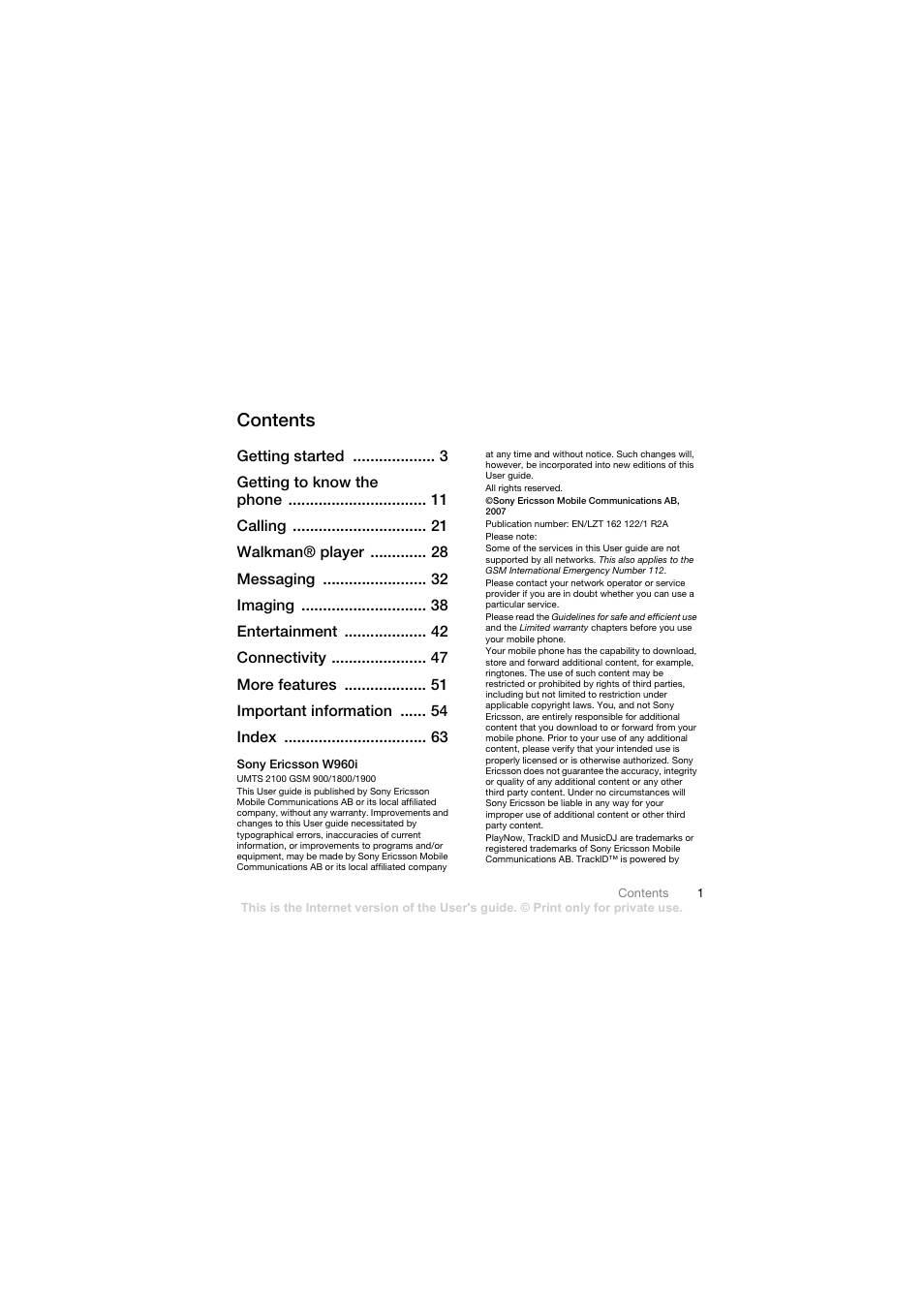 Sony Ericsson Walkman player User Manual | Page 3 / 66
