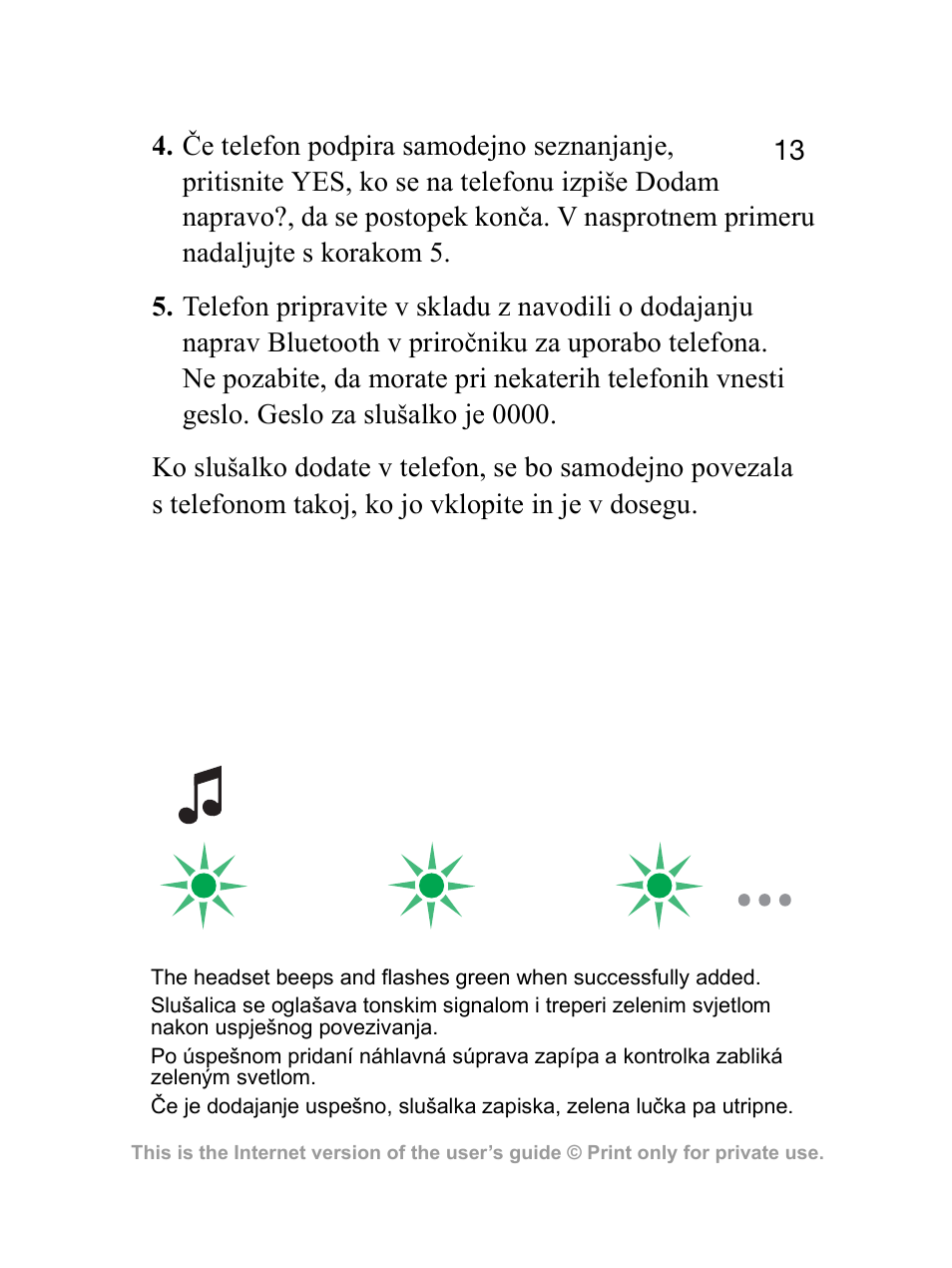 Sony Ericsson Bluetooth HBH-GV435 User Manual | Page 13 / 36