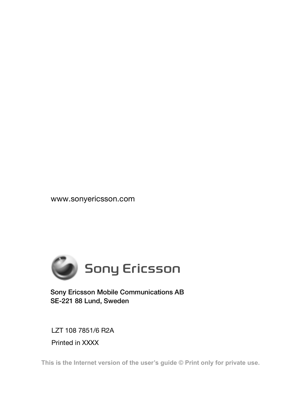 Sony Ericsson Bluetooth HBH-GV435 User Manual | Page 36 / 36