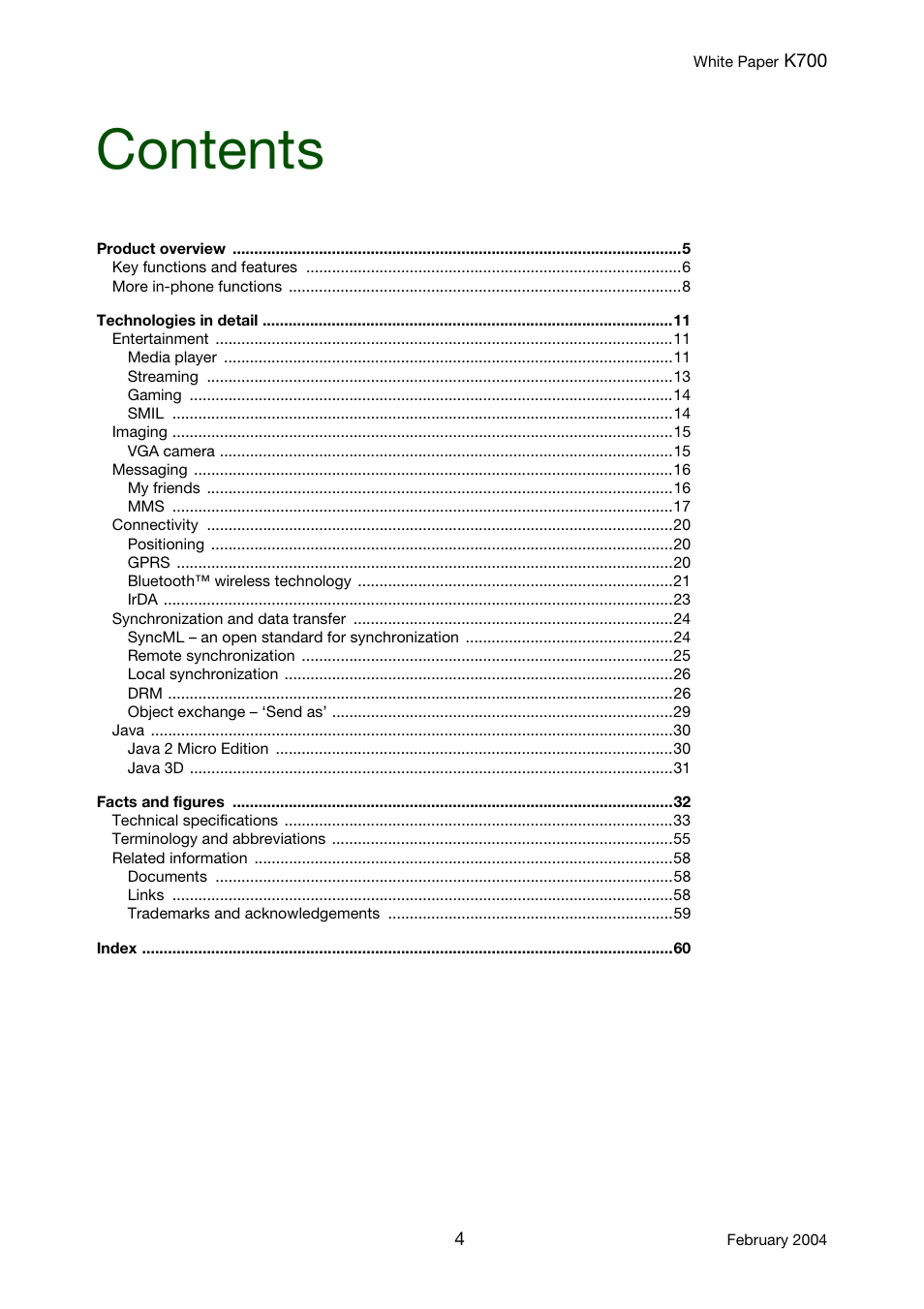 Sony Ericsson K700 User Manual | Page 4 / 62