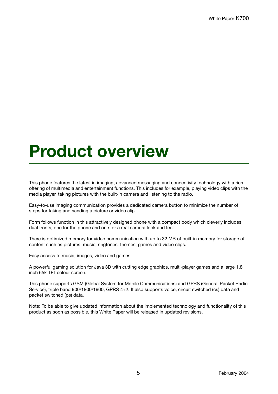 Product overview | Sony Ericsson K700 User Manual | Page 5 / 62