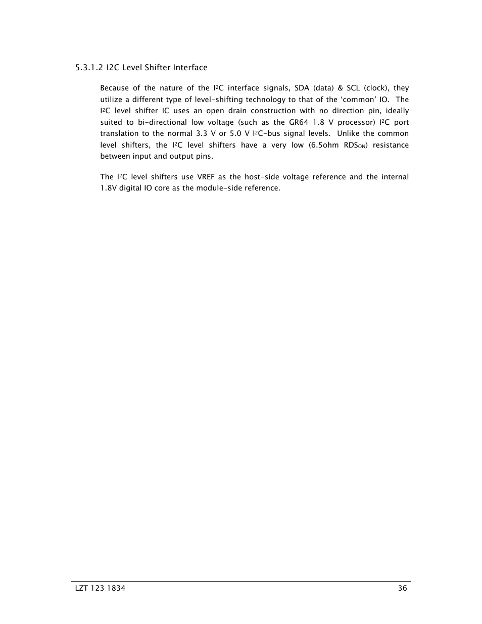 2 i2c level shifter interface | Sony Ericsson GR64 User Manual | Page 36 / 91