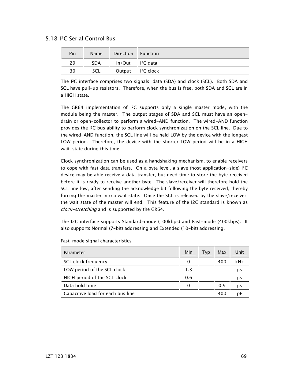 18 i, C serial control bus | Sony Ericsson GR64 User Manual | Page 69 / 91