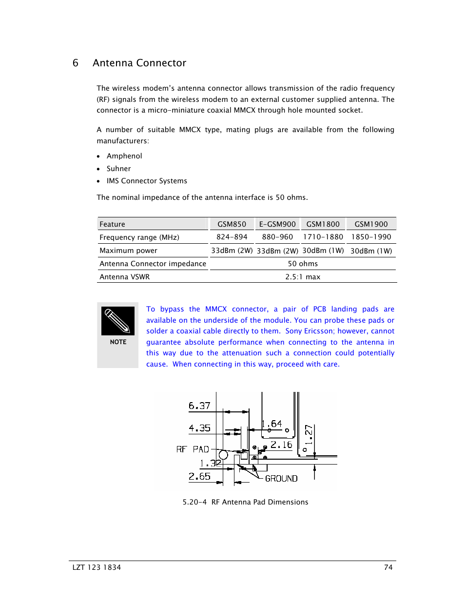 6 antenna connector | Sony Ericsson GR64 User Manual | Page 74 / 91