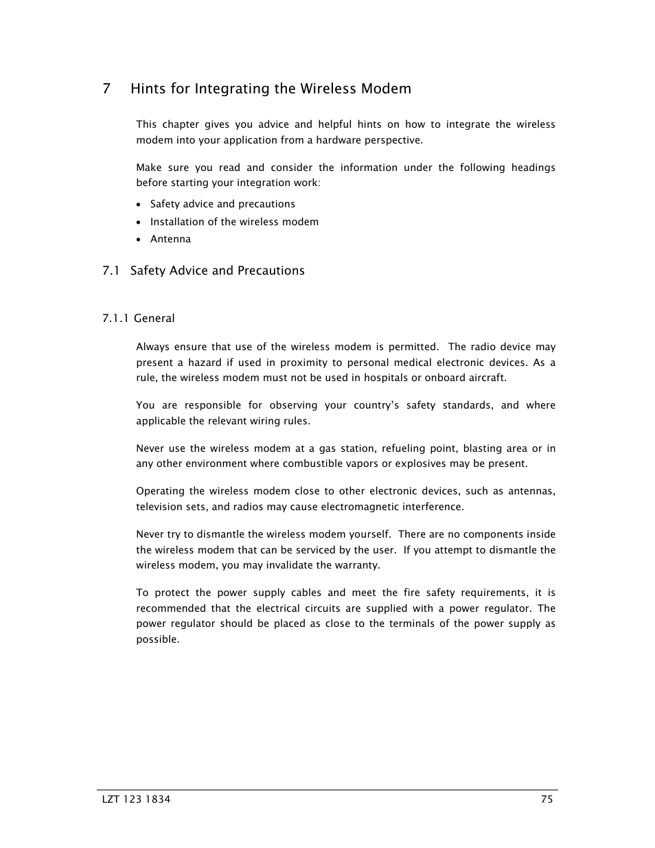 7 hints for integrating the wireless modem | Sony Ericsson GR64 User Manual | Page 75 / 91