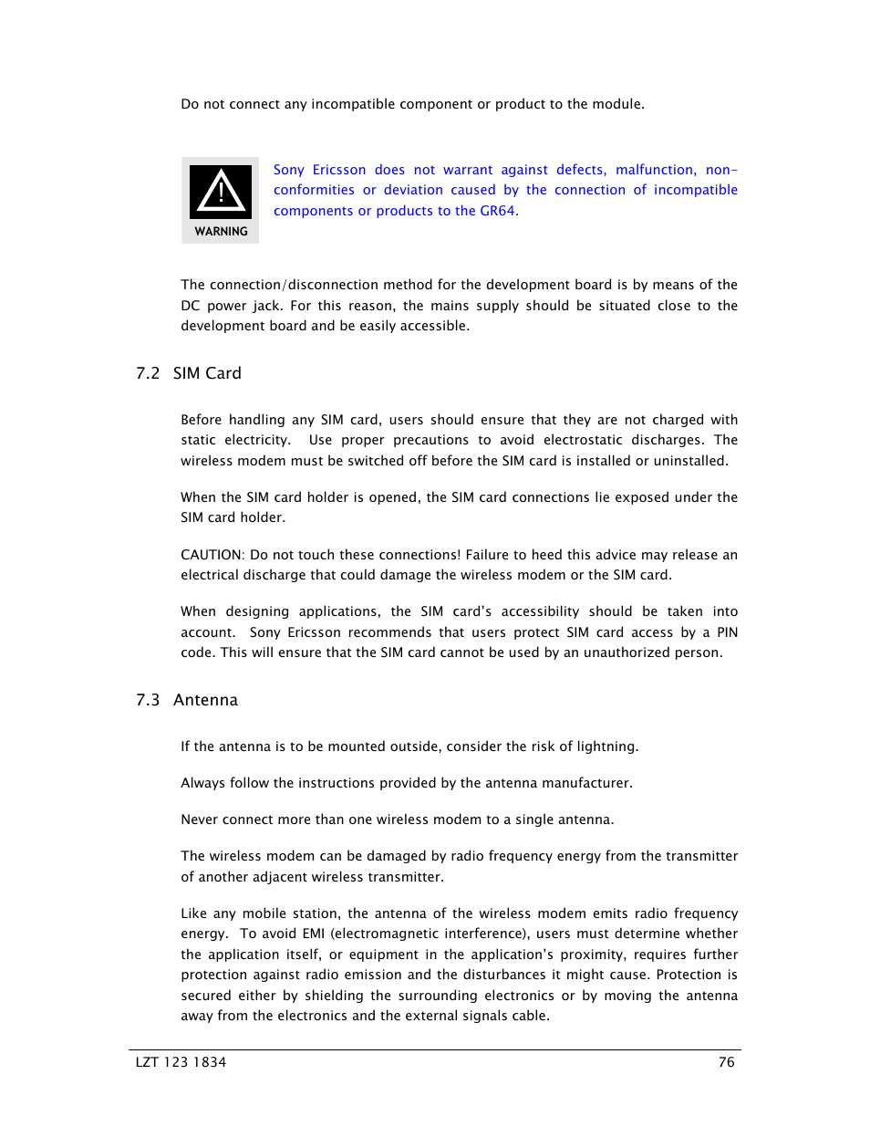 Sony Ericsson GR64 User Manual | Page 76 / 91