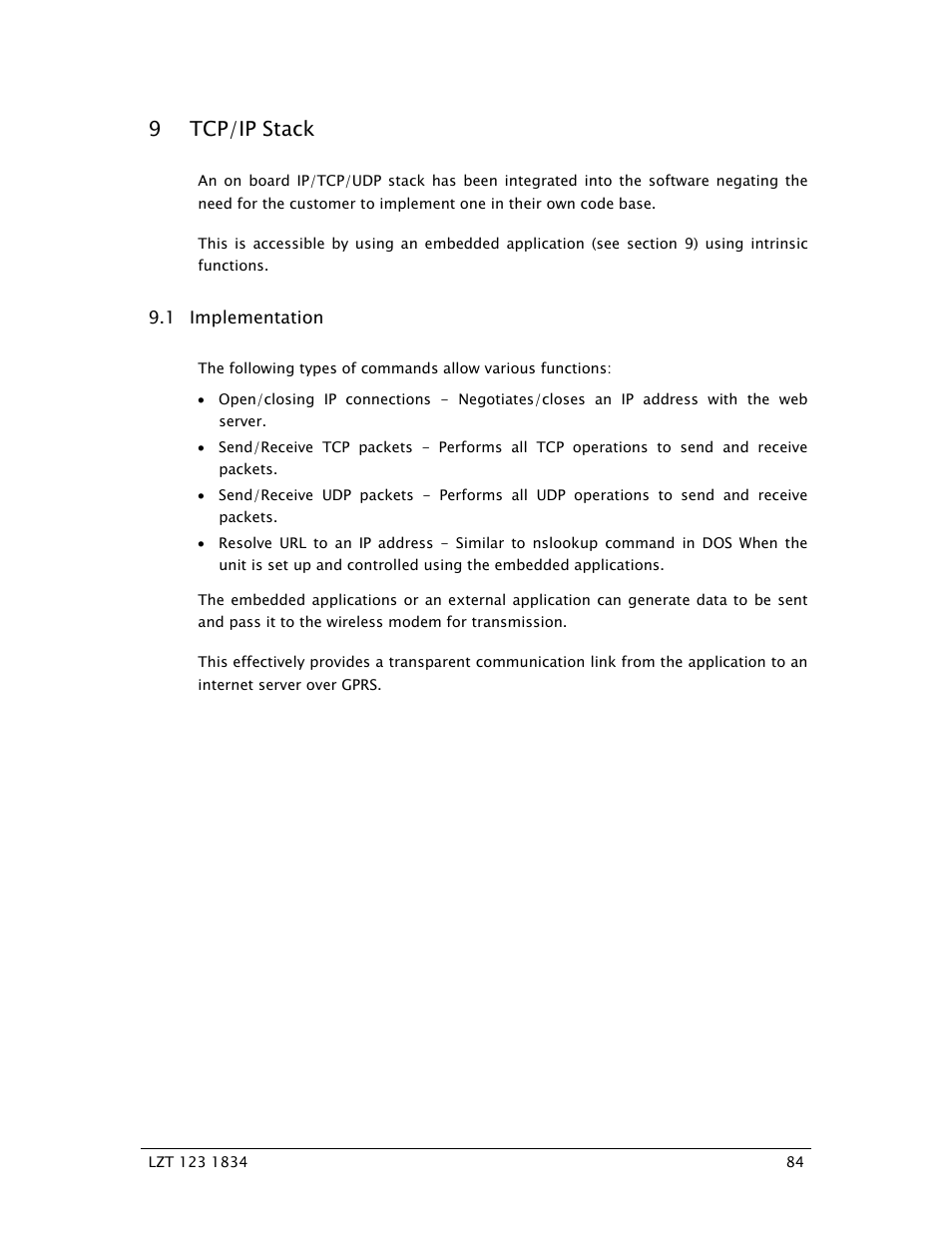 9 tcp/ip stack | Sony Ericsson GR64 User Manual | Page 84 / 91