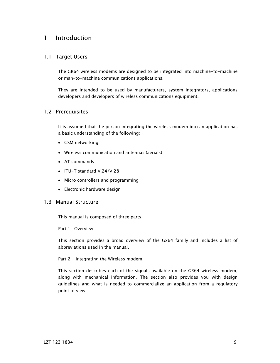 1 introduction | Sony Ericsson GR64 User Manual | Page 9 / 91