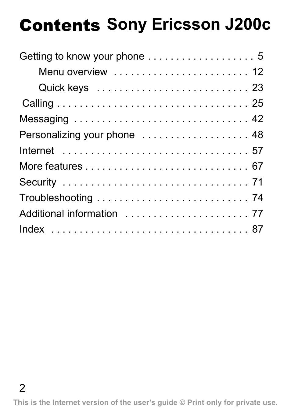 Sony Ericsson J200c User Manual | Page 4 / 92