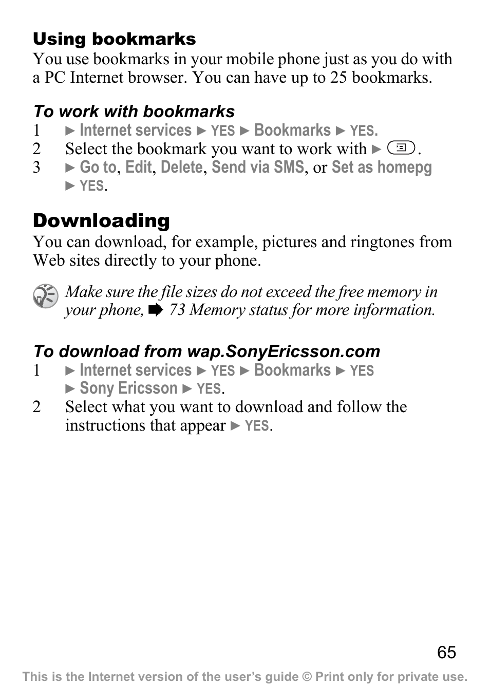 Sony Ericsson J200c User Manual | Page 67 / 92