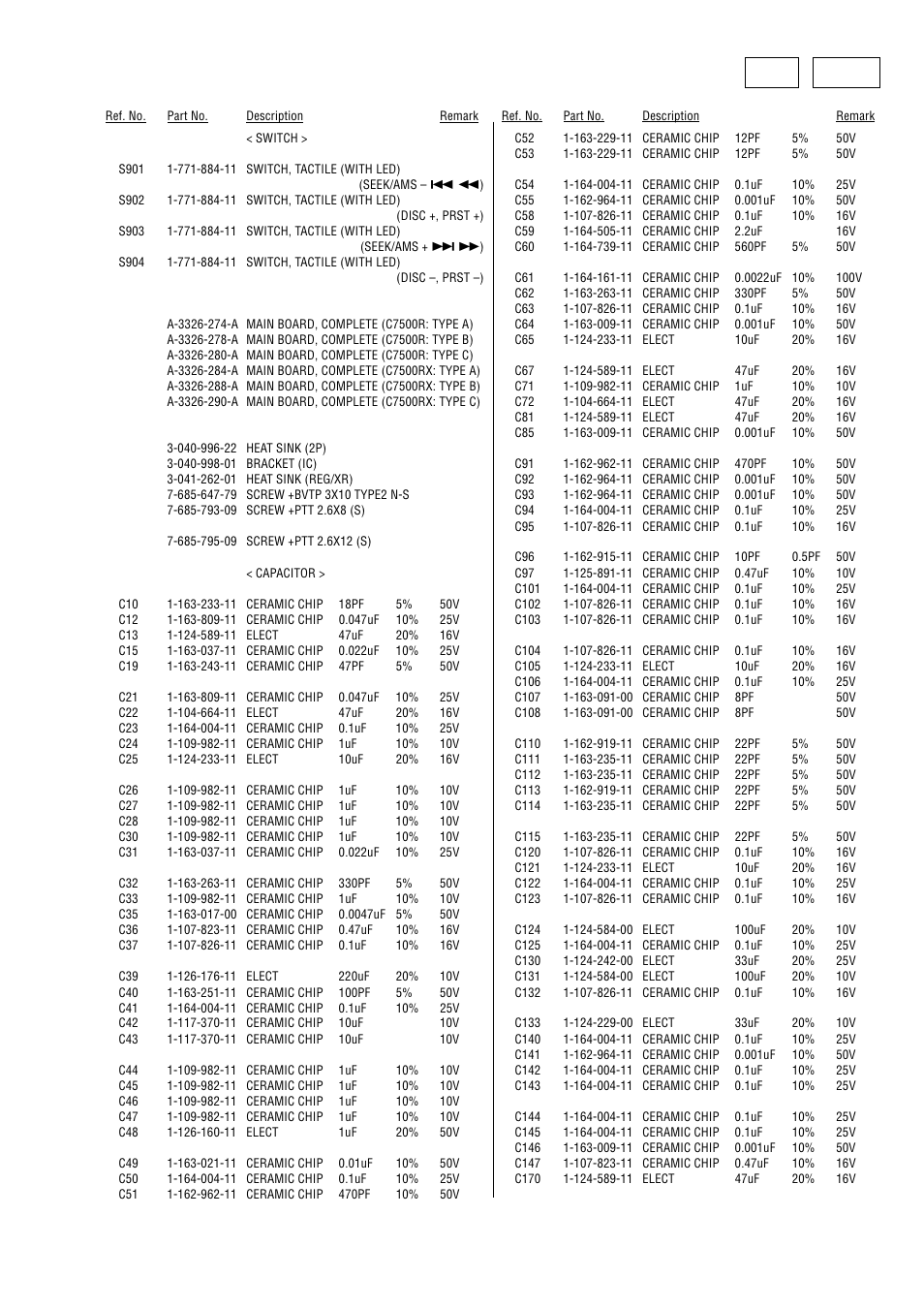 Main, Key main | Sony Ericsson XR-C7500RX User Manual | Page 45 / 52