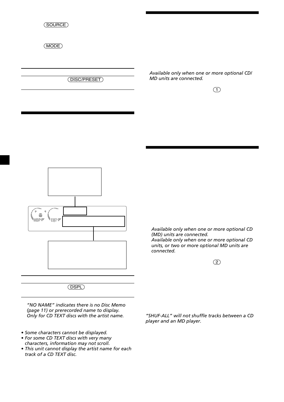 Display items, Playing tracks repeatedly, Playing tracks in random order | Sony Ericsson CDX-CA690X User Manual | Page 10 / 80