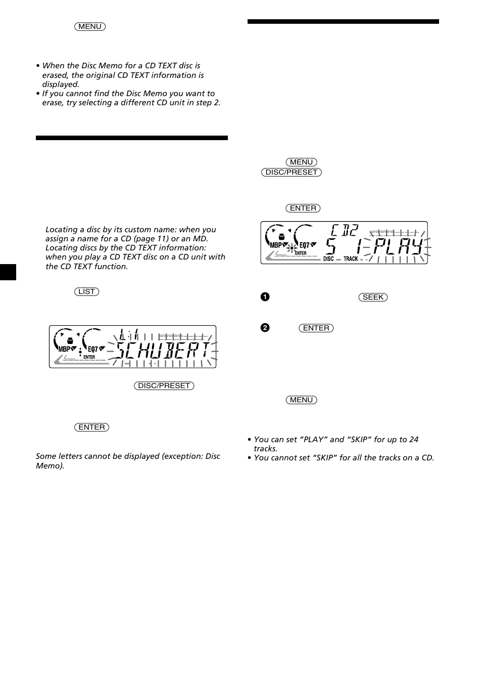 Locating a disc by name, Selecting specific tracks for playback | Sony Ericsson CDX-CA690X User Manual | Page 12 / 80