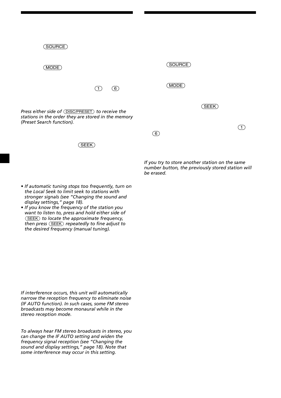 14 receiving the stored stations, Storing only the desired stations | Sony Ericsson CDX-CA690X User Manual | Page 14 / 80