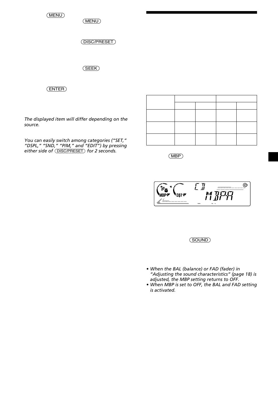 19 selecting the sound position | Sony Ericsson CDX-CA690X User Manual | Page 19 / 80