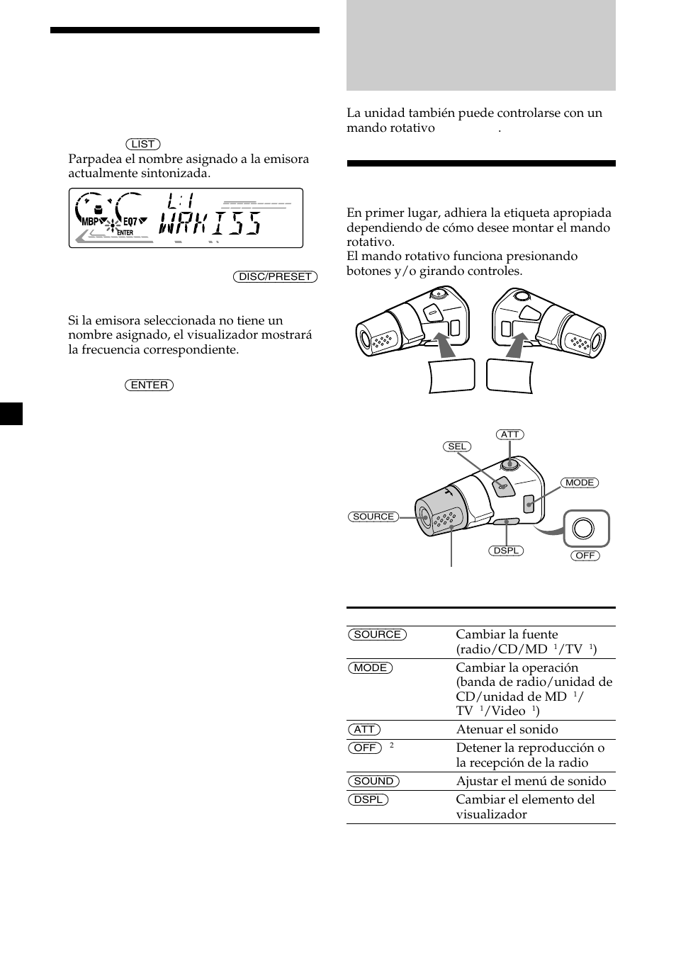 Otras funciones, Uso del mando rotativo, Localización de una emisora por su nombre | Sony Ericsson CDX-CA690X User Manual | Page 42 / 80