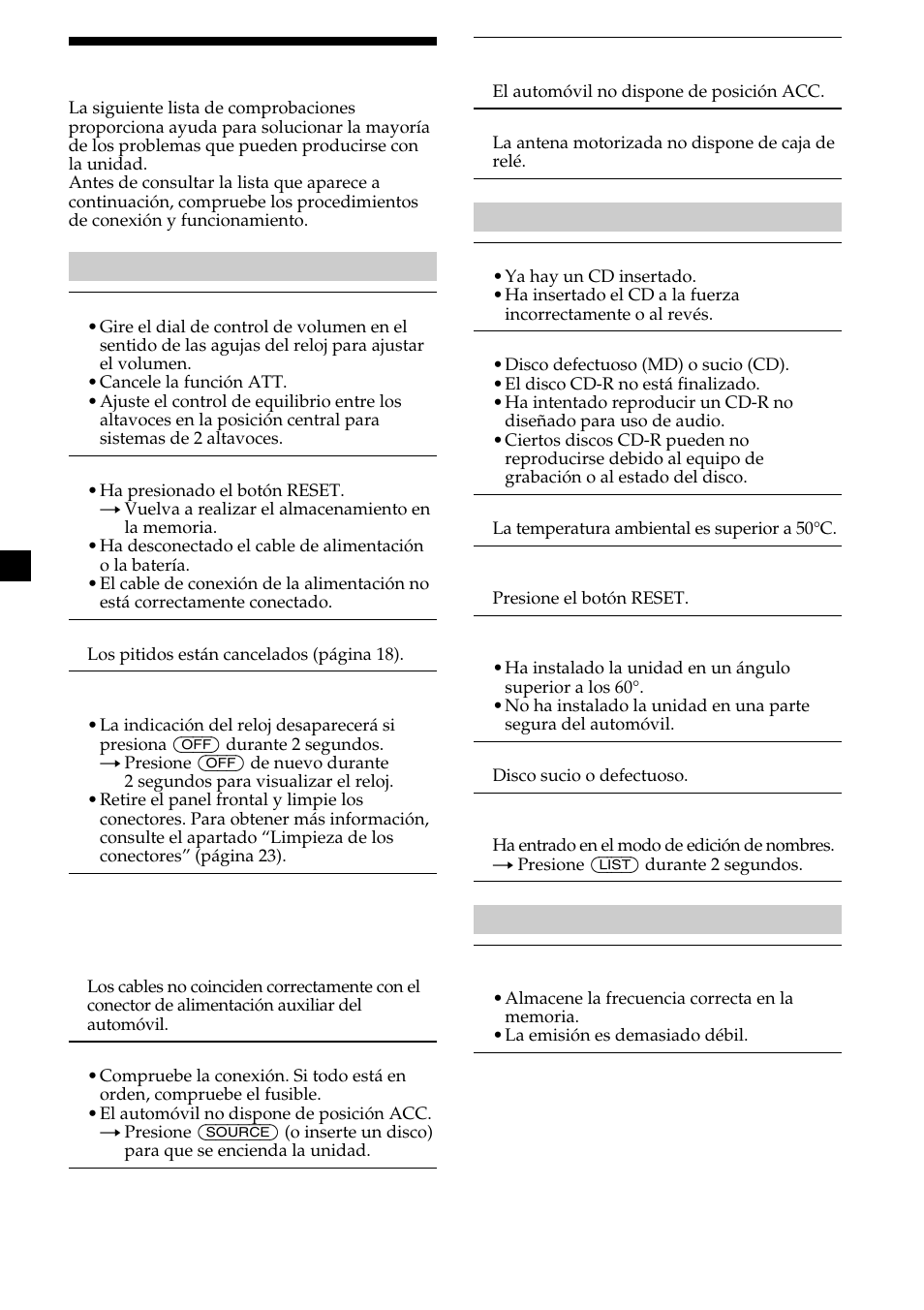 Solución de problemas | Sony Ericsson CDX-CA690X User Manual | Page 52 / 80