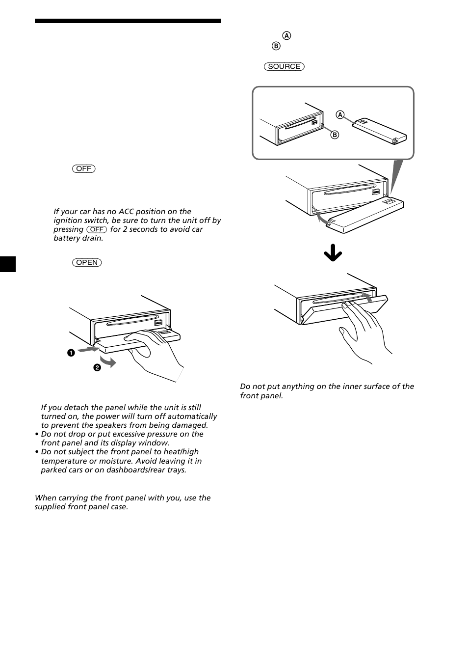 8detaching the front panel | Sony Ericsson CDX-CA690X User Manual | Page 8 / 80