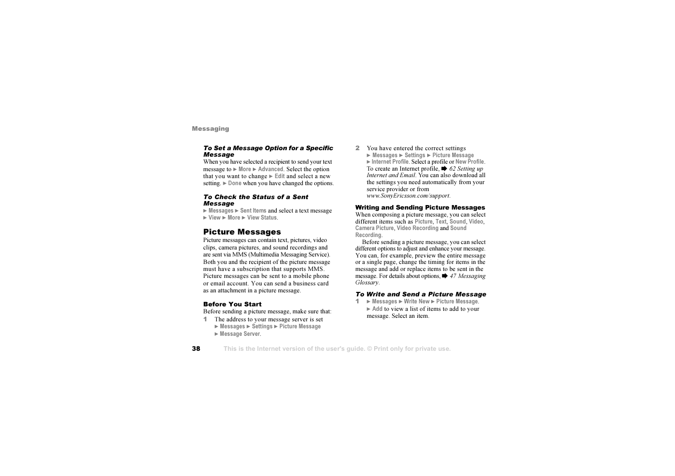 Sony Ericsson S700i User Manual | Page 38 / 95