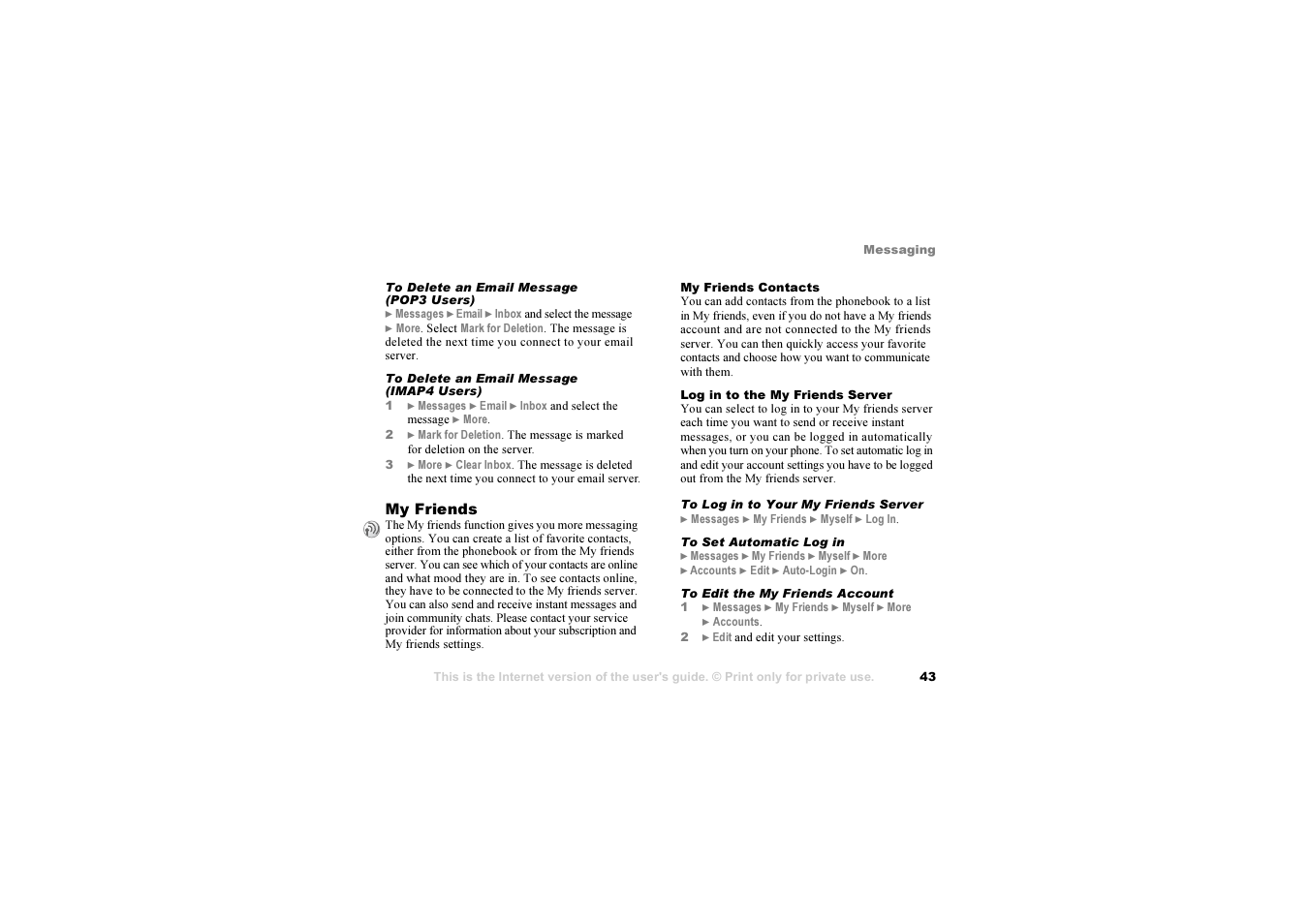 Sony Ericsson S700i User Manual | Page 43 / 95