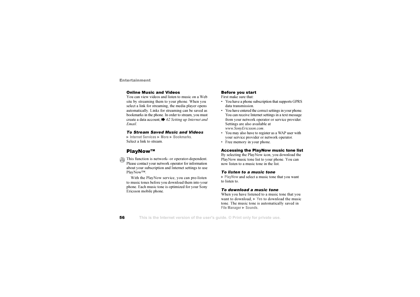 Sony Ericsson S700i User Manual | Page 56 / 95
