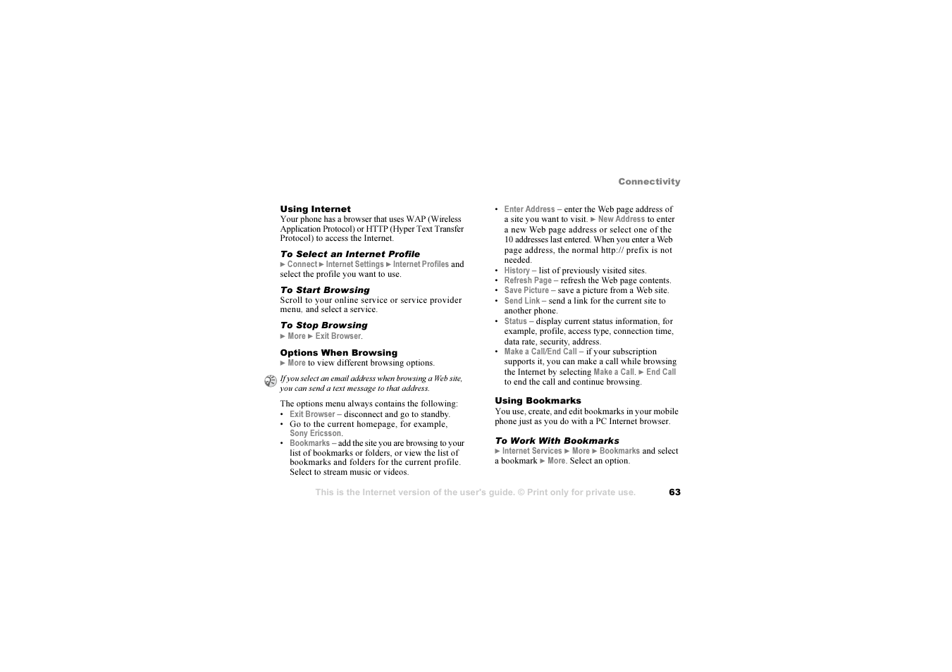Sony Ericsson S700i User Manual | Page 63 / 95