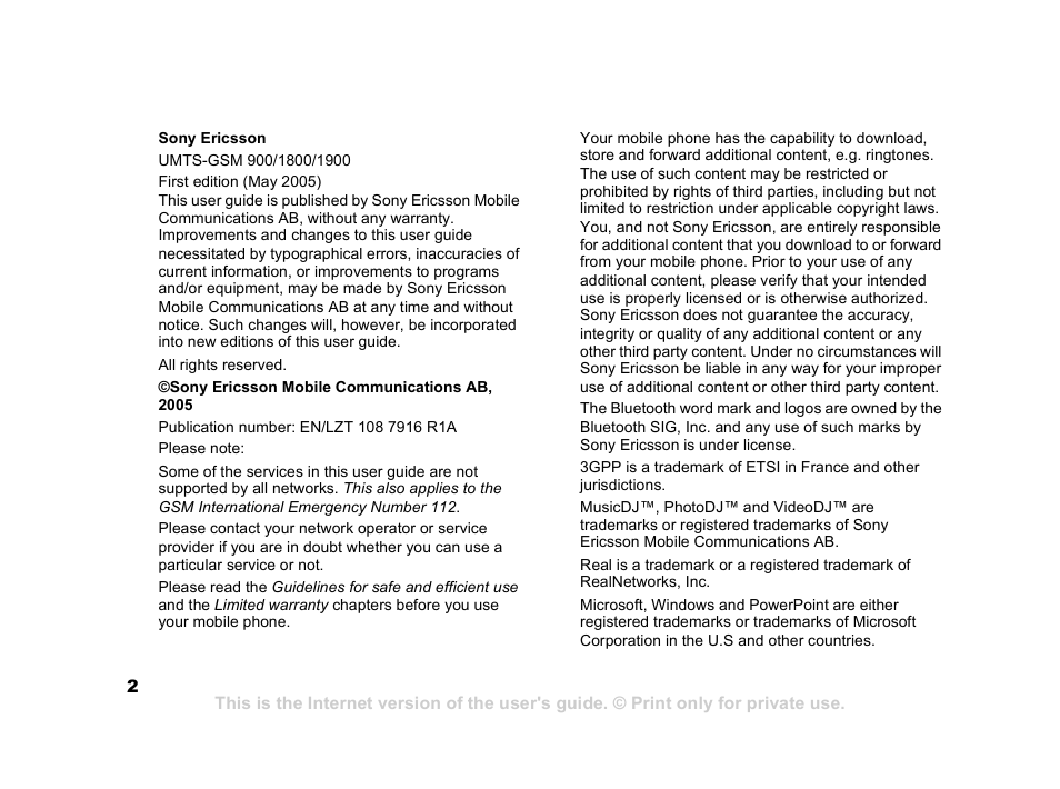 Sony Ericsson K608i User Manual | Page 2 / 99