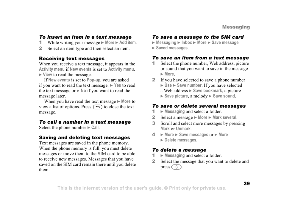 Sony Ericsson K608i User Manual | Page 39 / 99