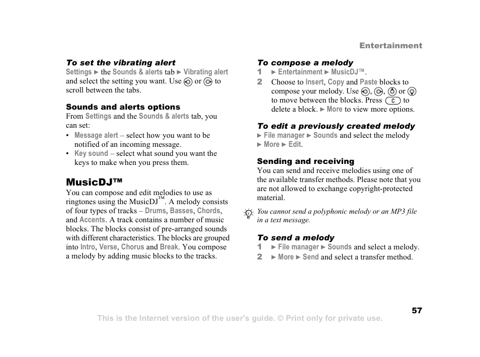 Musicdj | Sony Ericsson K608i User Manual | Page 57 / 99