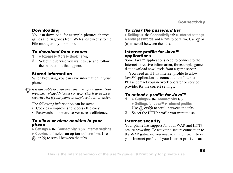 Sony Ericsson K608i User Manual | Page 63 / 99