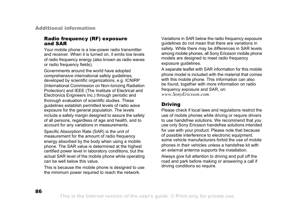 Sony Ericsson K608i User Manual | Page 86 / 99