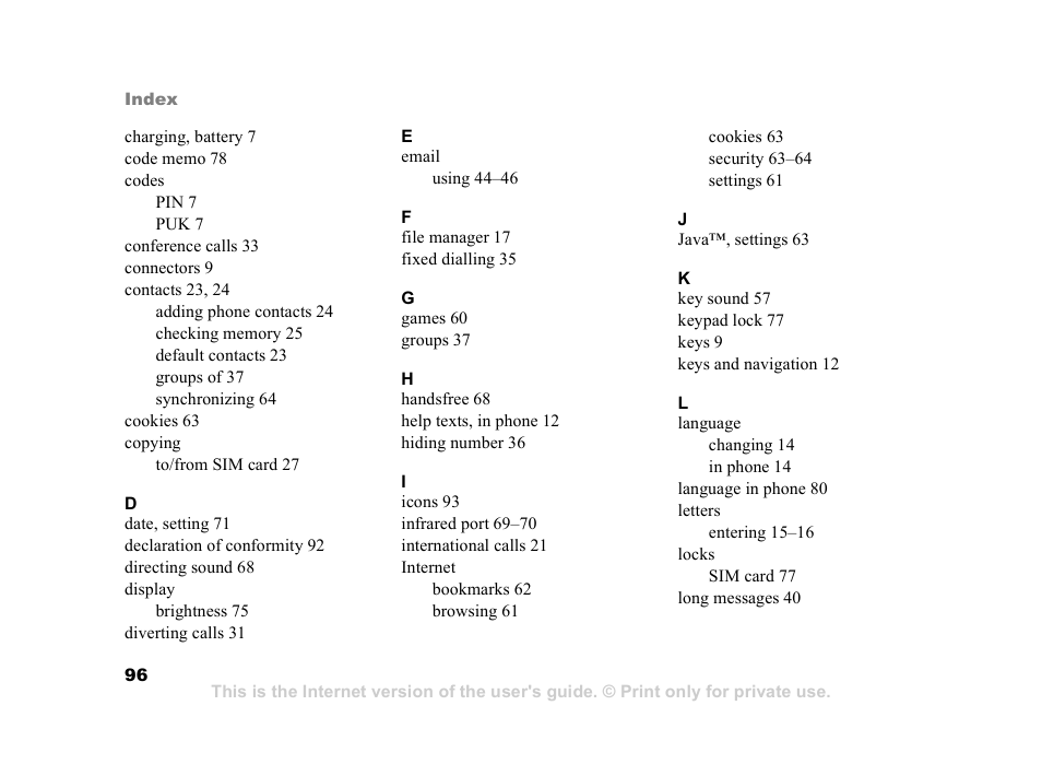 Sony Ericsson K608i User Manual | Page 96 / 99