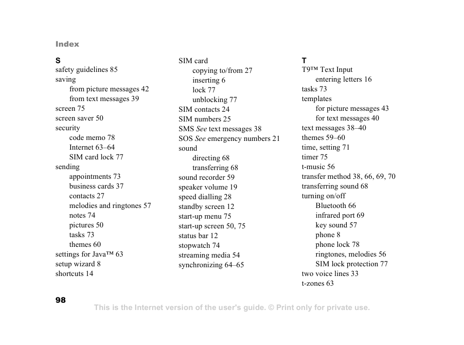 Sony Ericsson K608i User Manual | Page 98 / 99