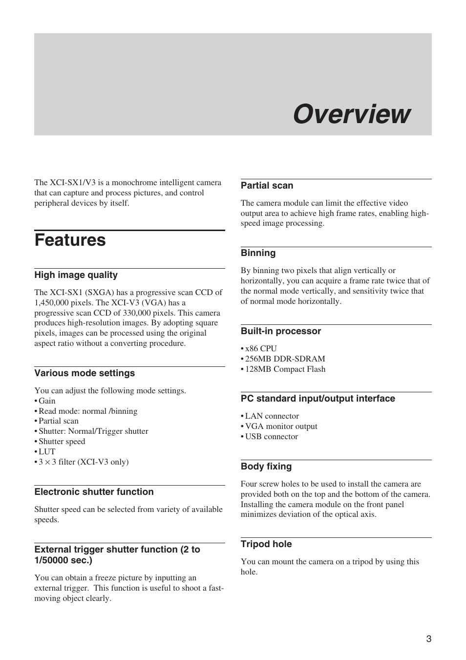 Overview, Features | Sony Ericsson XCI-V3 User Manual | Page 3 / 37