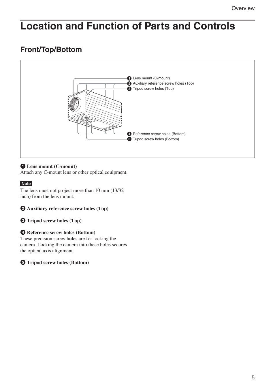 Location and function of parts and controls, Front/top/bottom | Sony Ericsson XCI-V3 User Manual | Page 5 / 37