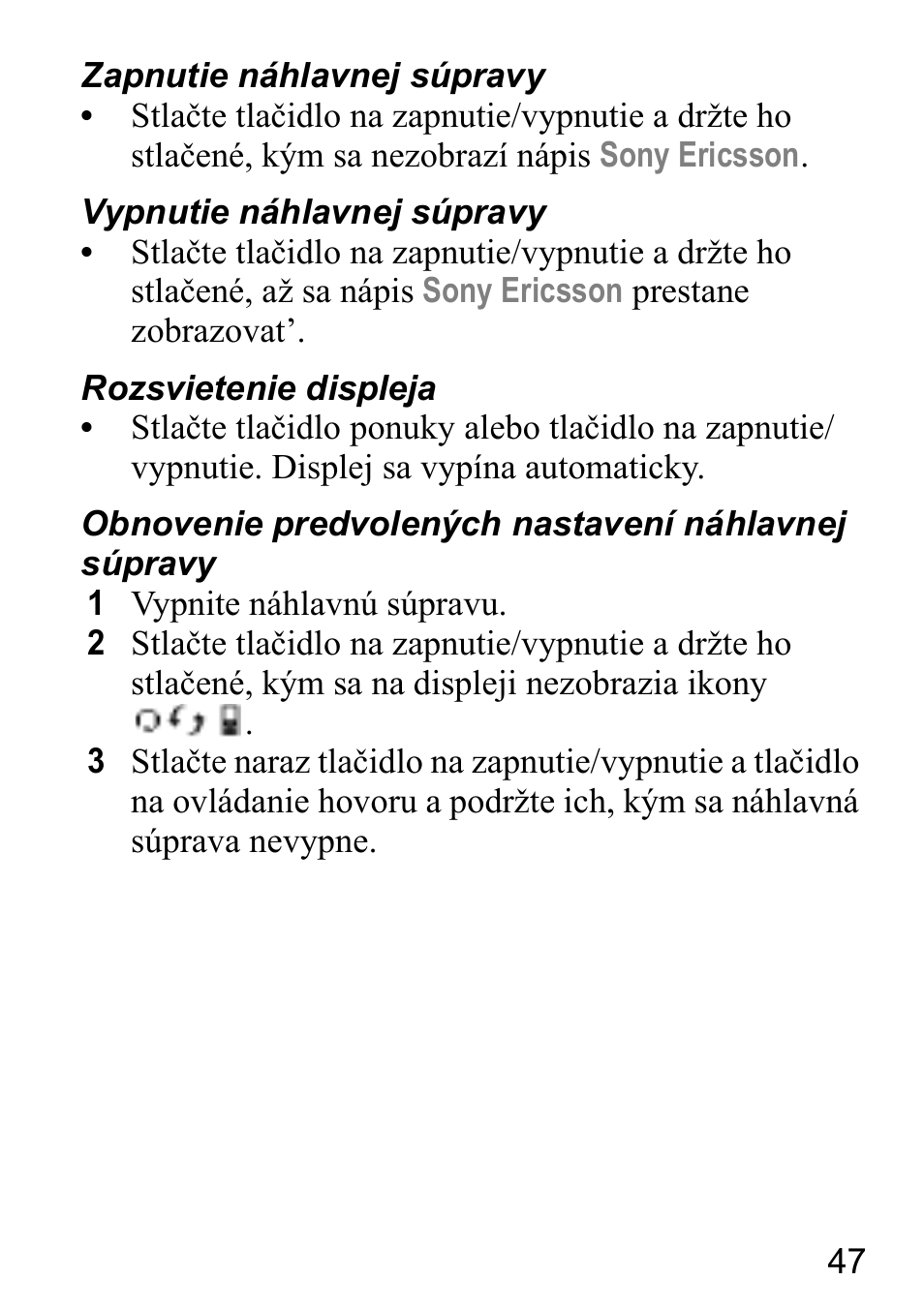 Sony Ericsson HBH-DS980 User Manual | Page 47 / 80