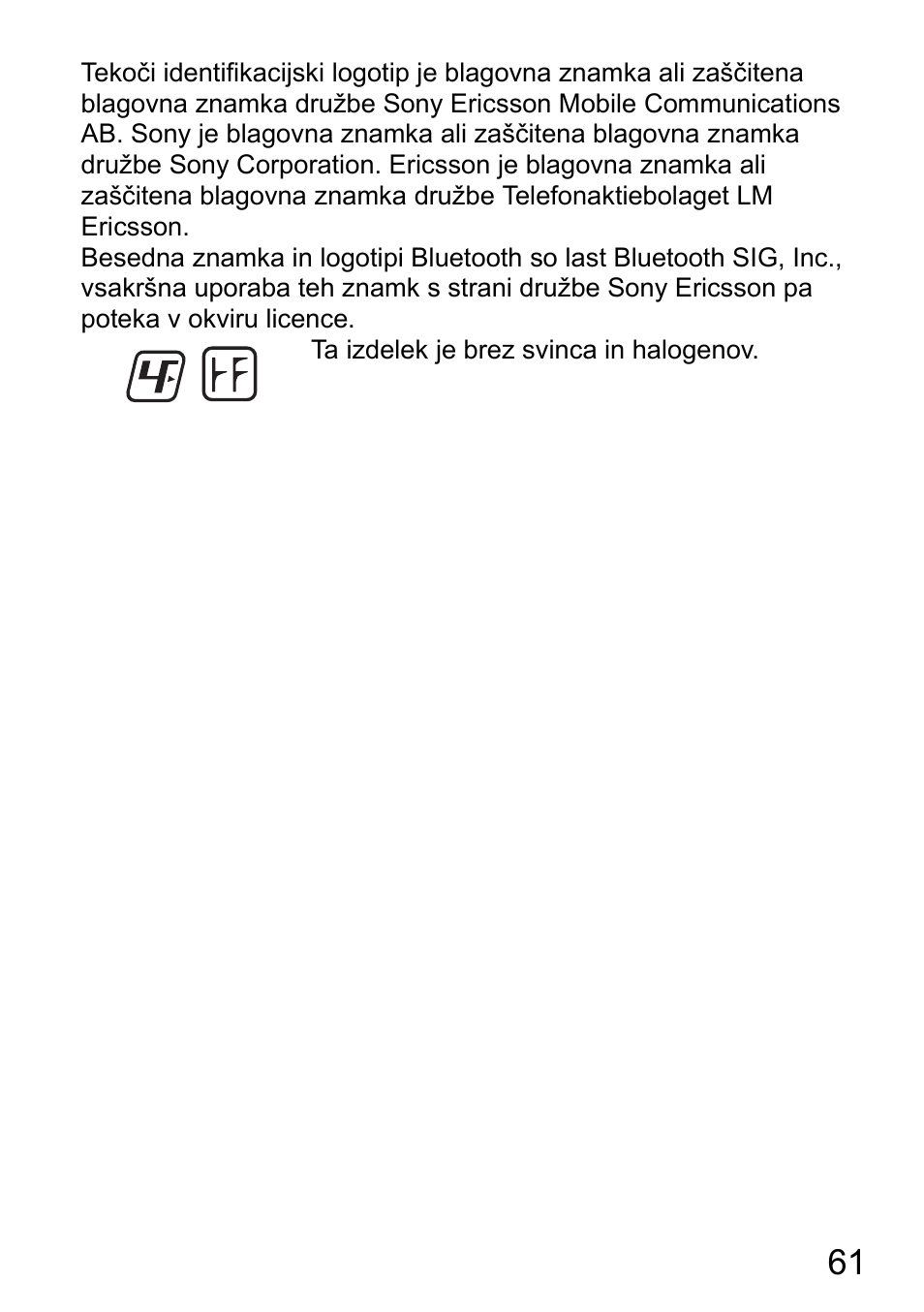 Sony Ericsson HBH-DS980 User Manual | Page 61 / 80