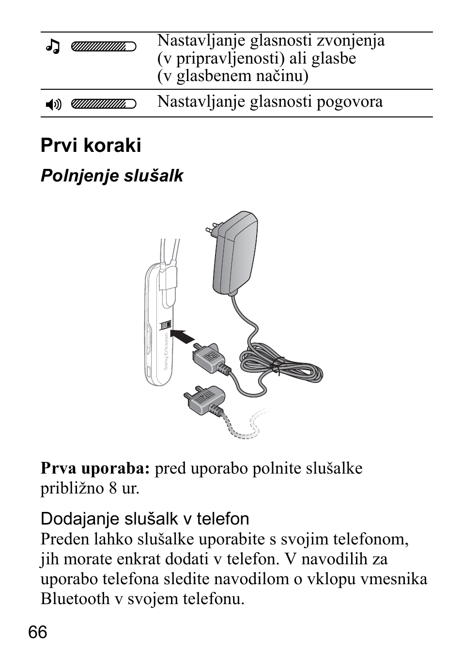 Prvi koraki | Sony Ericsson HBH-DS980 User Manual | Page 66 / 80