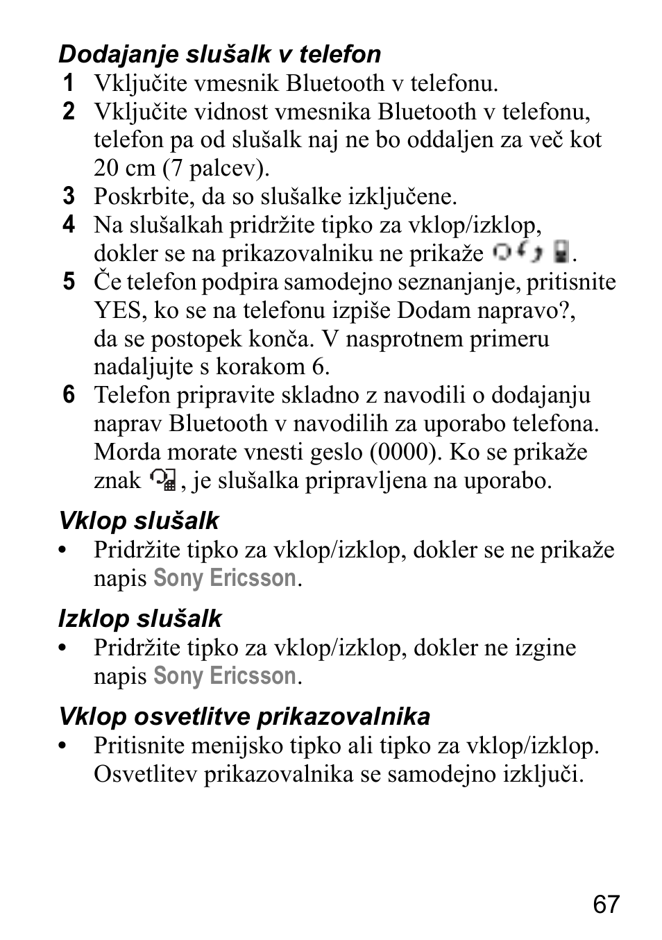 Sony Ericsson HBH-DS980 User Manual | Page 67 / 80